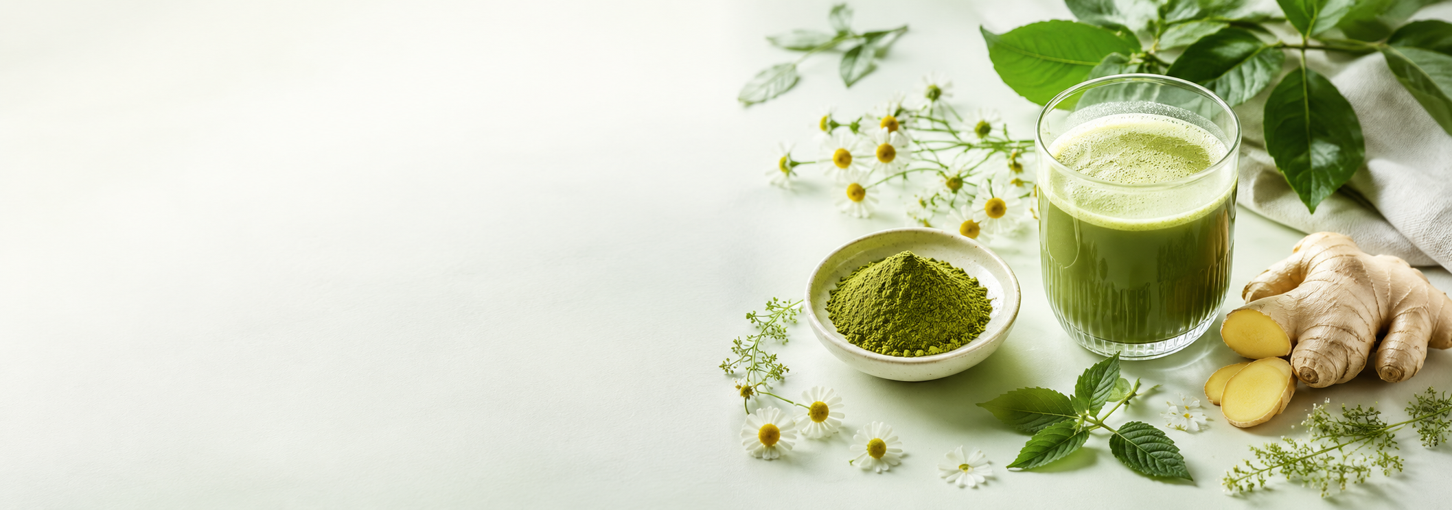 Ramuan herbal FLORIV — matcha, jahe, chamomile